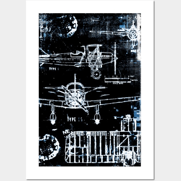 Aviation WW2 Airplane vintage Blueprint Wall Art by FasBytes